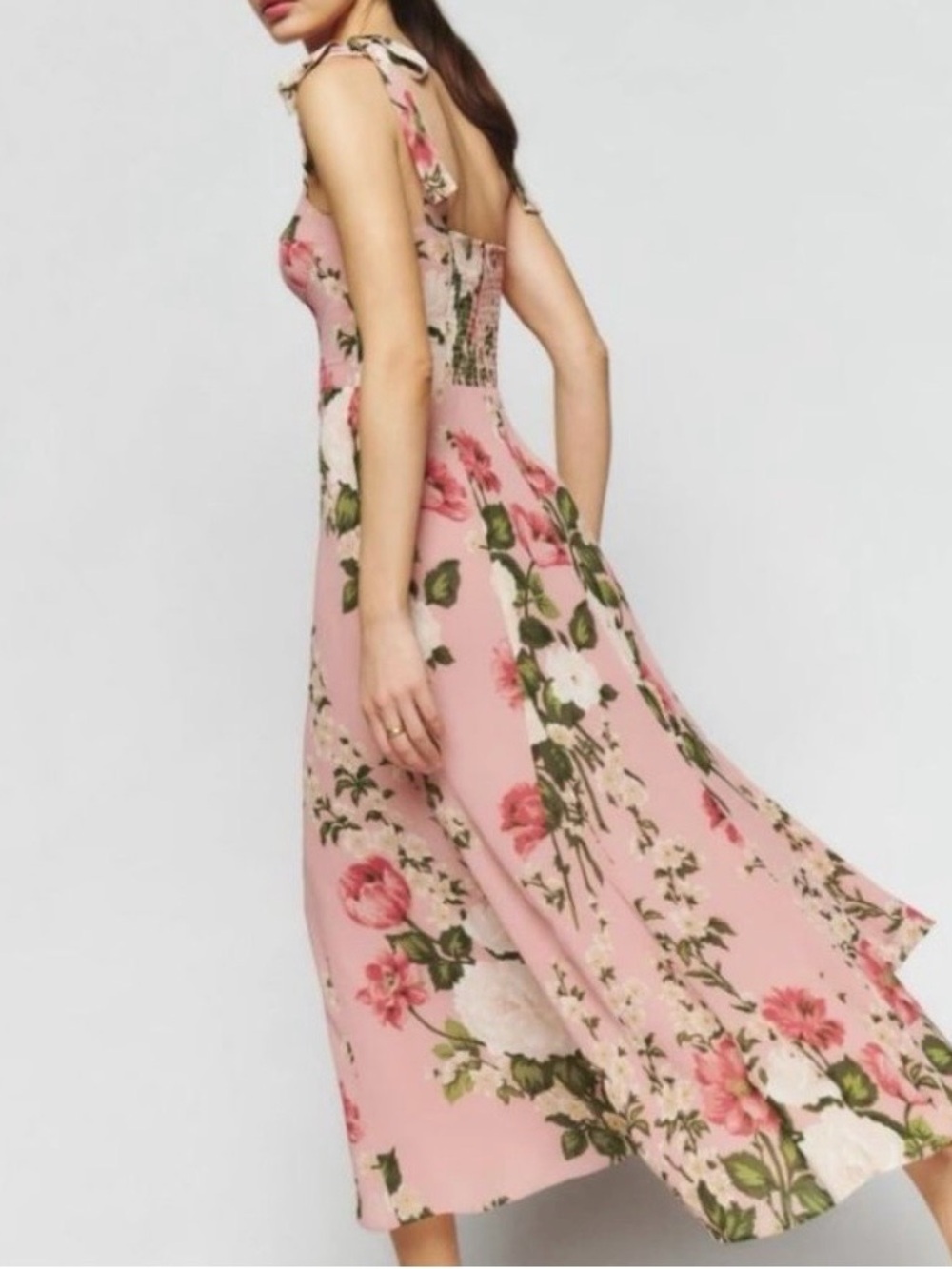 Reformation Nadira Tie Strap Dress In Rose Garden - Size 8 - Picture 2 of 10